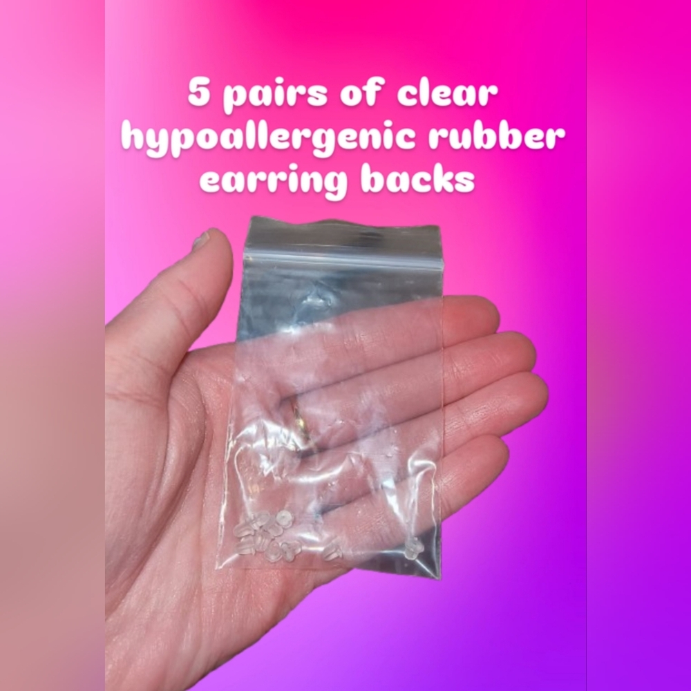 5 Pairs Of Clear Hypoallergenic Rubber Earring Backs
